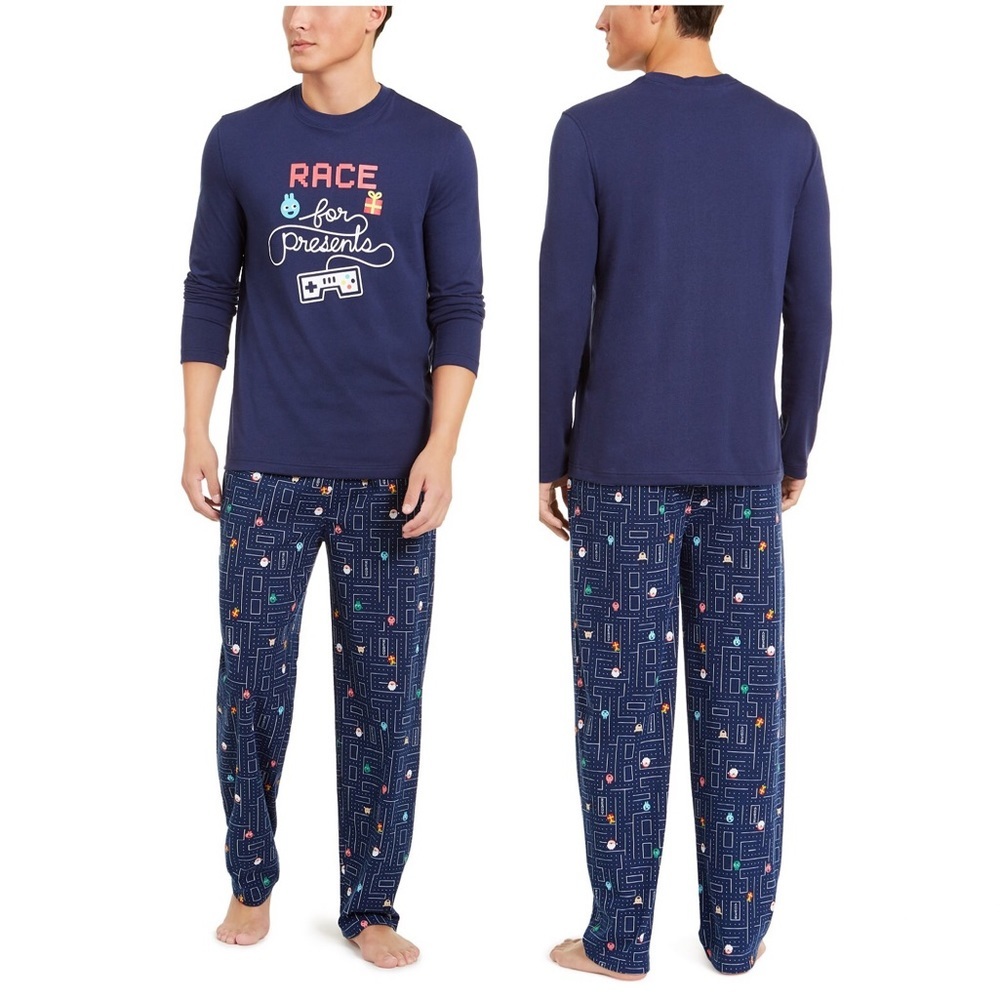 Family Matching Men's Race For Presents Pajama Set NWT!